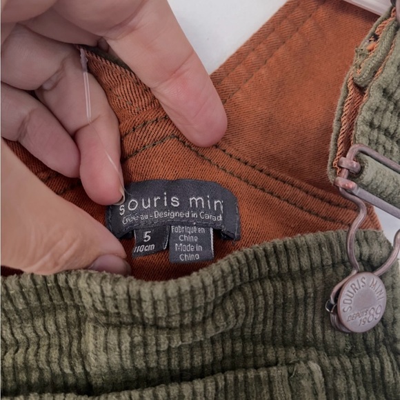 Adorable Souris Mini Kids Olive Green Corduroy Overalls - Picture 4 of 6